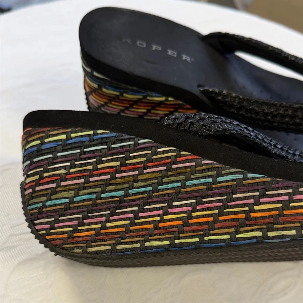Roper Women's Black and Multicolor Wedge Sandals